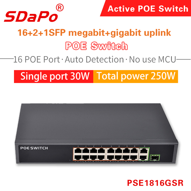 PSE1816GSR PSE1621FGD-E switch de rede PoE de 16 portas