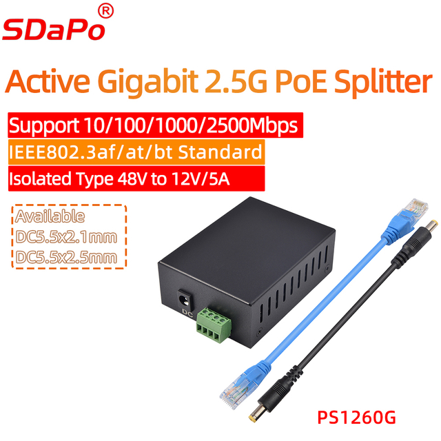 PS1260G 12V5A 60W 2,5G Gigabit Ethernet PoE eloszt&oacute;