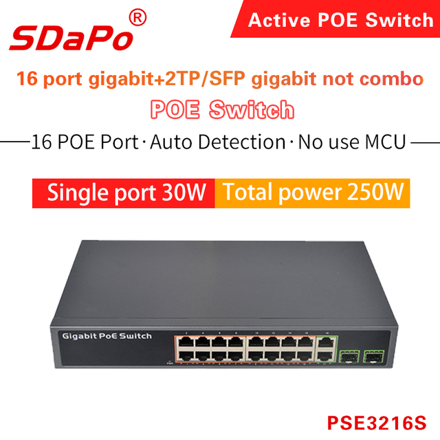 PSE1622GD PSE3216S 16 port PoE netv&aelig;rksswitch
