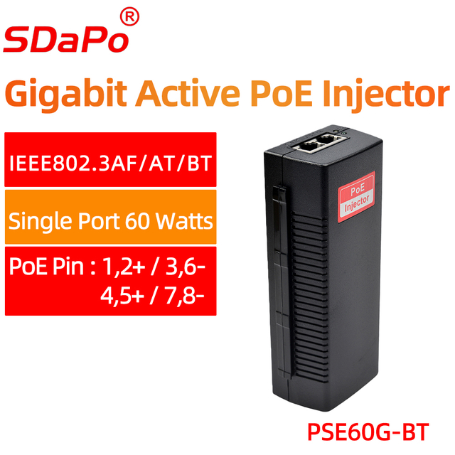 PSE60G-BT PoE++ Гигабитный однопортовый PoE-инжектор мощностью 60 Вт