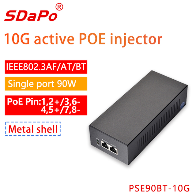 PSE90BT-10G PoE++ 10Gbps enkele poort 90W PoE actieve injectoren