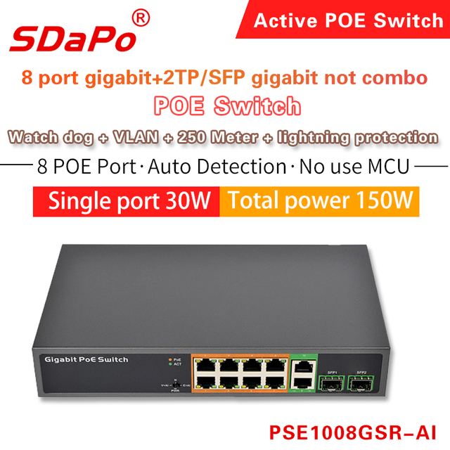 PSE1008GSR-AI PSE0822GD-AI 8 Portus PoE Network Switch