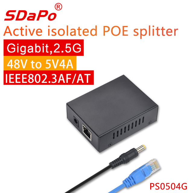 PS0504G Metal Shell Dual Output 5V 4A Gigabit Ethernet PoE Splitter