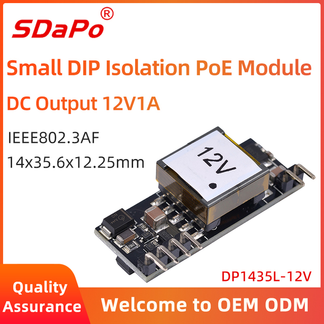M&oacute;dulo DP1435L-12V baixo transformador 12V1A PoE Board PoE PD