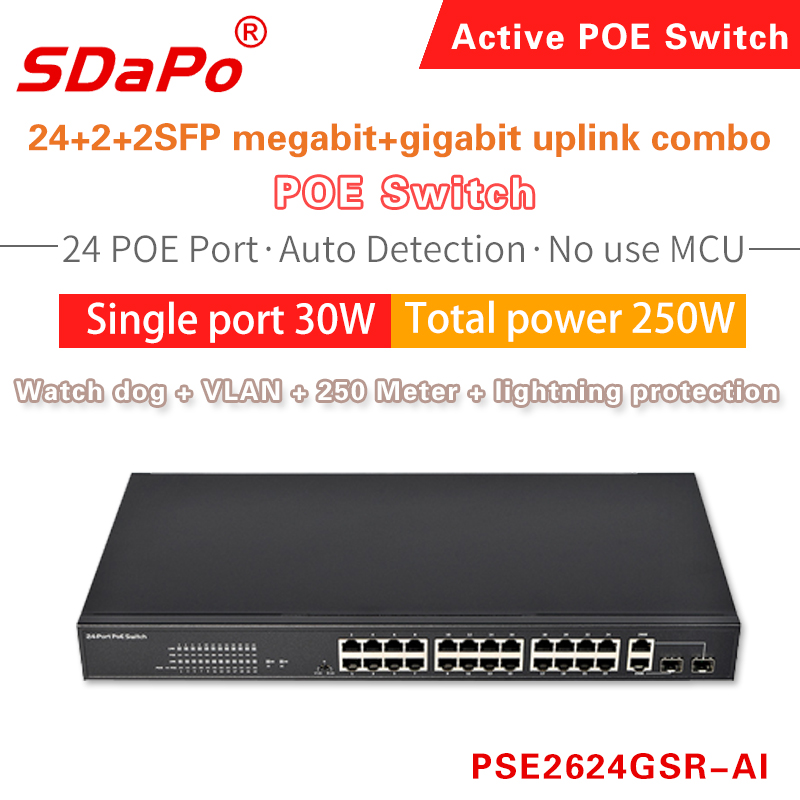 PSE2624GSR-AI PSE2422FGCD-AI 24 port PoE netv&aelig;rksswitch
